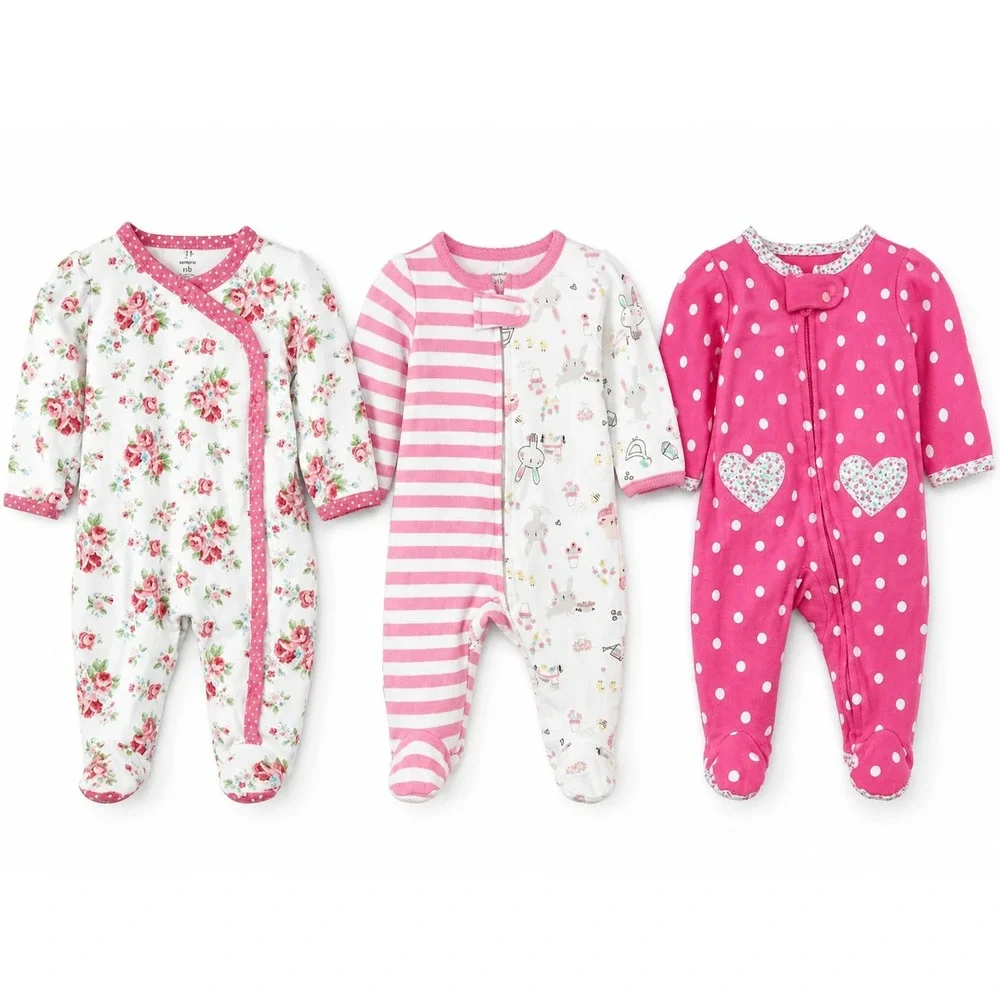 Vintage Y2K Baby Romper‎ Lot Newborn Pink Floral Bunny Polka Dot Carters